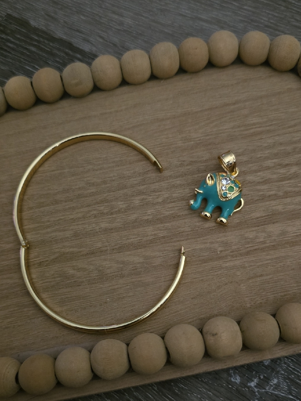 Gold-Tone Blue Elephant Pendant Necklace - Women Jewelry
